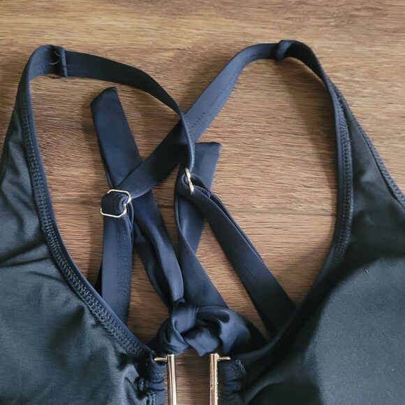 Womens M One Piece Retro Bathing Suit Tummy Control Wrap Cover Up Shirt NEW - Picture 10 of 16